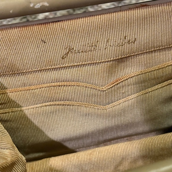Vintage Judith Leiber for Bonwit Teller Double-Gusset Frame Bag — Taupe Leather - Picture 12 of 16